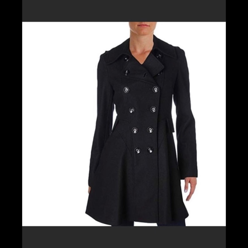 Final sale!Via Spiga Black wool fit and flare skating pea coat